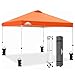 EAGLE PEAK 3mx3m Pop-up Pavillion, Wasserdicht Faltpavillon Gartenzelt Markt Festival Sonnenschutz, mit Tragetasche mit Rollen (Orange)