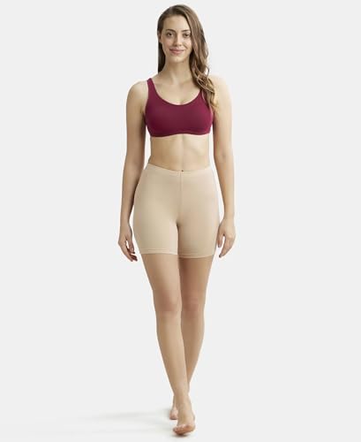 Image of Jockey 1550 Women's Super Combed Cotton Elastane Stretch Slip On Crop Top with Stay Fresh Treatment Bra