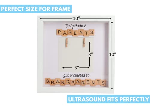 Sonogram Picture Frame | For New Grandma And Grandpa |Scrabble Style Letters | Keepsake Baby Ultrasound Frame | Nursery Décor | Best Baby Announcement | Only The Best Parents Get Promoted To Grandparents (10 X 10 Inches) #TOP1