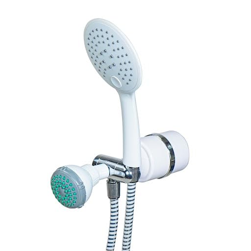 Crystal Quest Luxury Shower Power Handheld & Shower Head Combo Filtration System-White - BPA Free | 1.25-2.5 GPM | Reversible Cartridge | Great for Dechlorination