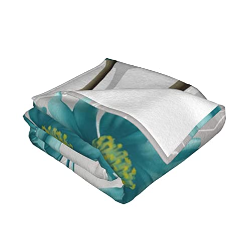 Couverture en flanelle gris sarcelle et blanc toutes tailles