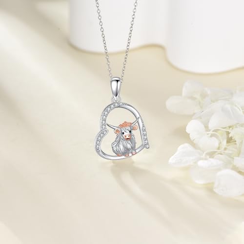 Image of Heart Necklace 925 Sterling Silver Animal Pendant Cute Heart Jewelry Gifts for Women Animal Lover
