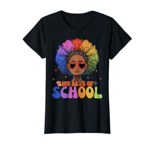 100th Day Of School African American Woman Afro Hairstyle T-Shirt