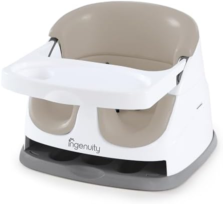 Ingenuity Baby Base 2-in-1 Booster Feeding and Floor Seat with Self-Storing Tray - Cashmere