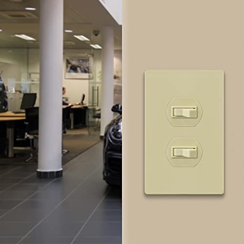 Image of ENERLITES SI8821-I Duplex Outlet Receptacle Cover, Screwless Wall Plate, Standard Size, 1-Gang 4.68 inch x 2.93 inch, Unbreakable Polycarbonate Thermoplastic, UL Listed, SI8821-I-10PCS, Ivory, 10 Pack