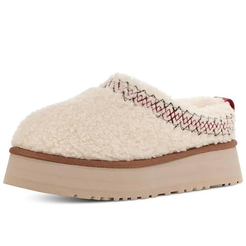 Women Winter Platform Slippers Thick Soled Women Mini Boots Plush Lined Fuzzy Slippers Indoor/outdoor