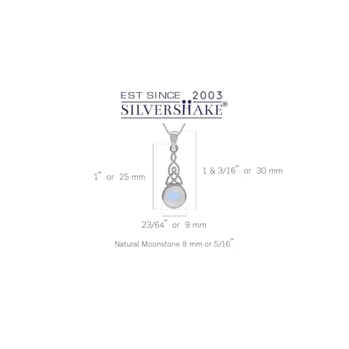 Silvershake Natural Moonstone 925 Sterling Silver Triquetra Celtic Knot Pendant with 18 Inch Chain Necklace2