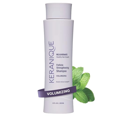 Image of Keranique Volumizing Shampoo for Hair Repair, Growth & Thinning Hair Support - Keratin, Biotin, Menthol & Niacinamide, Anti-Breakage, Lightweight Strengthening Formula 12 Oz - Keratin Amino Complex