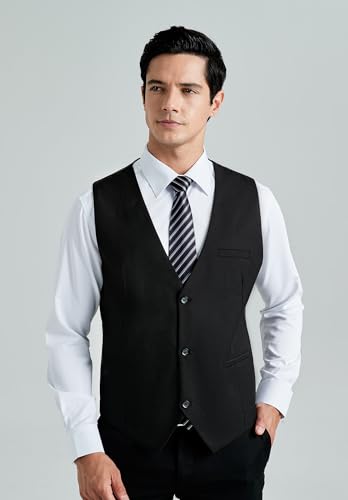 HISDERN Mens Suit Vest Business Formal Dress Vests for Men Solid Color Casual Wedding Tuxedo Party Waistcoat2