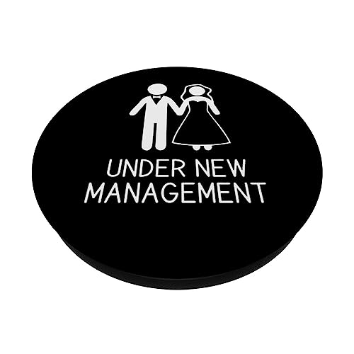 Funny Honeymoon Newlywed Under New Management Husband Wife PopSockets Swappable PopGrip, Black - Image 2