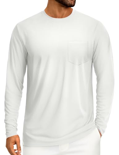 Cotrasen Men's Long Sleeve T-Shirts Cotton Casual T Shirts for Men Breathable Comfort Tee Shirts with Pocket