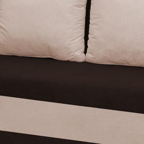 FORNIRO 24 Loft Ecksofa mit Schlaffunktion und Bettkasten – Sofa L-Form 225x130x75 cm, Stoff Basic in Braun-Beige, 3 Sitze & Kissen für modernes Wohnen – Bild 7