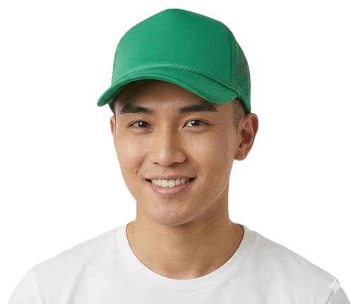 Image of NYFASHION101 Plain Mesh Trucker Hat - Breathable 6-Panel Daily Snapback Cap, Customizable Ideal for DIY Embroidery & Patches