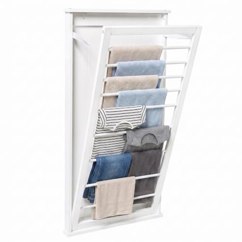 Honey-Can-Do Wall-Mount Wooden Clothes Drying Rack, 30 lb, White