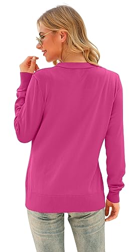Image of VIISHOW Women Long Sleeve Button Down V Neck Lightweight Basic Knit Sweater Cardigan