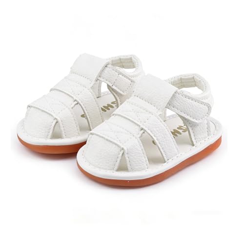 Image of SOFMUO Baby Boys Girls Squeaky Sandals Non-Slip Soft Rubber Sole Closed Toe Infant Summer Outdoor Shoes Toddler First Walkers