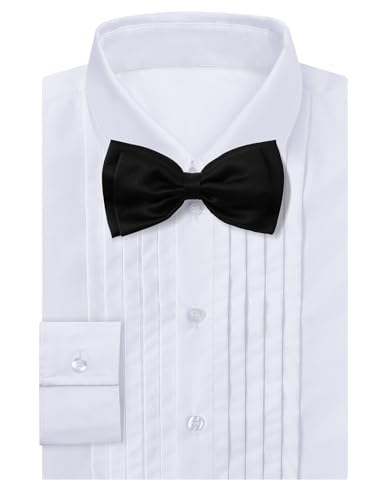 A&J DESIGN Chemise de smoking plissée avec nœud papillon pour garçons de 2 à 7 ans, blanc, 6 ans