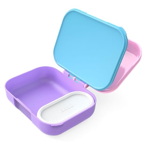 ZOKU - Mini Bento Box for Kids, Stackable, Lightweight, Leakproof, for Children, Kid Friendly Latch, Easy to Clean (Bento Jr) (Pink)