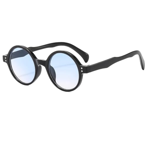 Lunettes de soleil rétro pour vos journées à la plage style rond chic noir et bleu clair