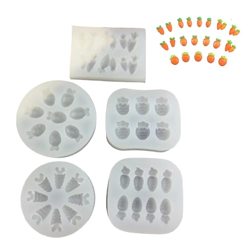 Eterspr 5 Piezas Moldes de Silicona de Zanahoria, Azúcar Artesanía Chocolate Moldes, Zanahorias en Forma de Silicona Moldes, para Molde de Galletas de Zanahoria de Conejo Para Bricolaje