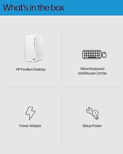 Image of 2023 HP Pavilion Desktop, 12th Gen Intel Core i7-12700 Processor(12-core), 12GB RAM, 512GB SSD, Intel UHD Graphics 770, 9 USB Ports, Wired Keyboard and Mouse Combo, Windows 11 Home