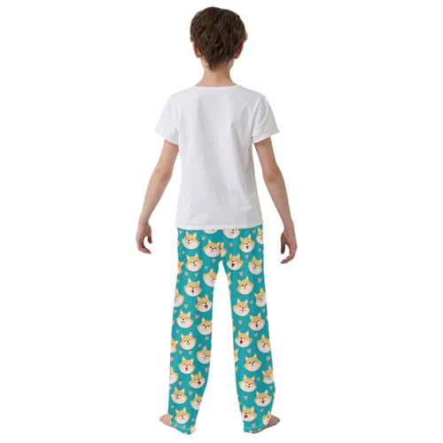 Corgi Dog with Love Boys Long Pants Soft Trousers Elastic Waist Kids Lounge Bottoms with Pockets S-XL3