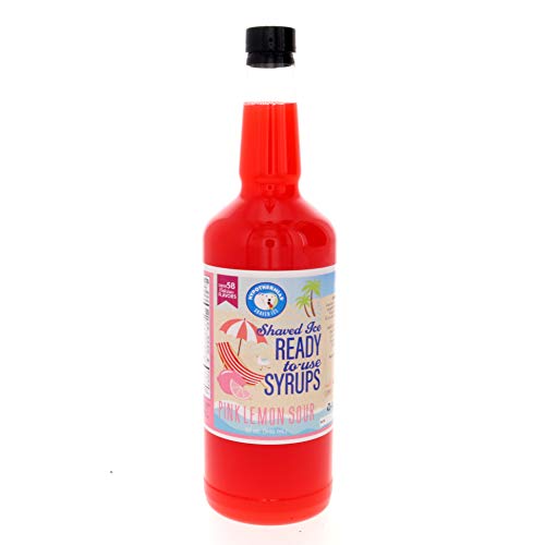 ðŸ’– ðŸ‹ Pink Lemon Sour Hawaiian ðŸ§ Snow Cone Syrup ðŸ¹ flavor syrups, water ice flavors syrup, Hawaiian coffee ðŸŒº â˜•ï¸ 100% Pure Cane Sugar, NO CORN SYRUP ðŸš« ðŸŒ½ Ready to Use Quart (32 Fl Oz)
