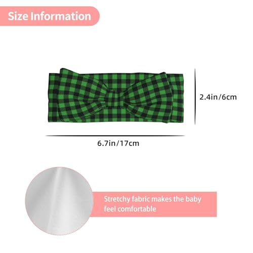 Green Gingham Buffalo Plaid Print Baby Girl Bows Headbands Baby Girls Newborn Headbands Infant Toddlers 0-6 Months3