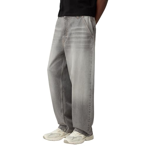 Men Grunge Jeans Vintage Baggy Wide Leg Hip Hop Skater Denim Pants Fashion Casual Loose Fit Trousers Streetwear