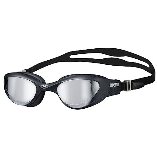 Arena Unisex Adult The One Swim Goggles for Men and Women Watertight Fit Orbit-Proof Seals Anti-Fog Coated Mirror Lens, Silver/Black/Black