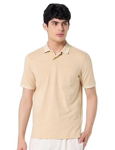Image of Peter England Men's Cotton Maze Geometric Print Polo T-Shirt - Casual Wear | Modern & Stylish