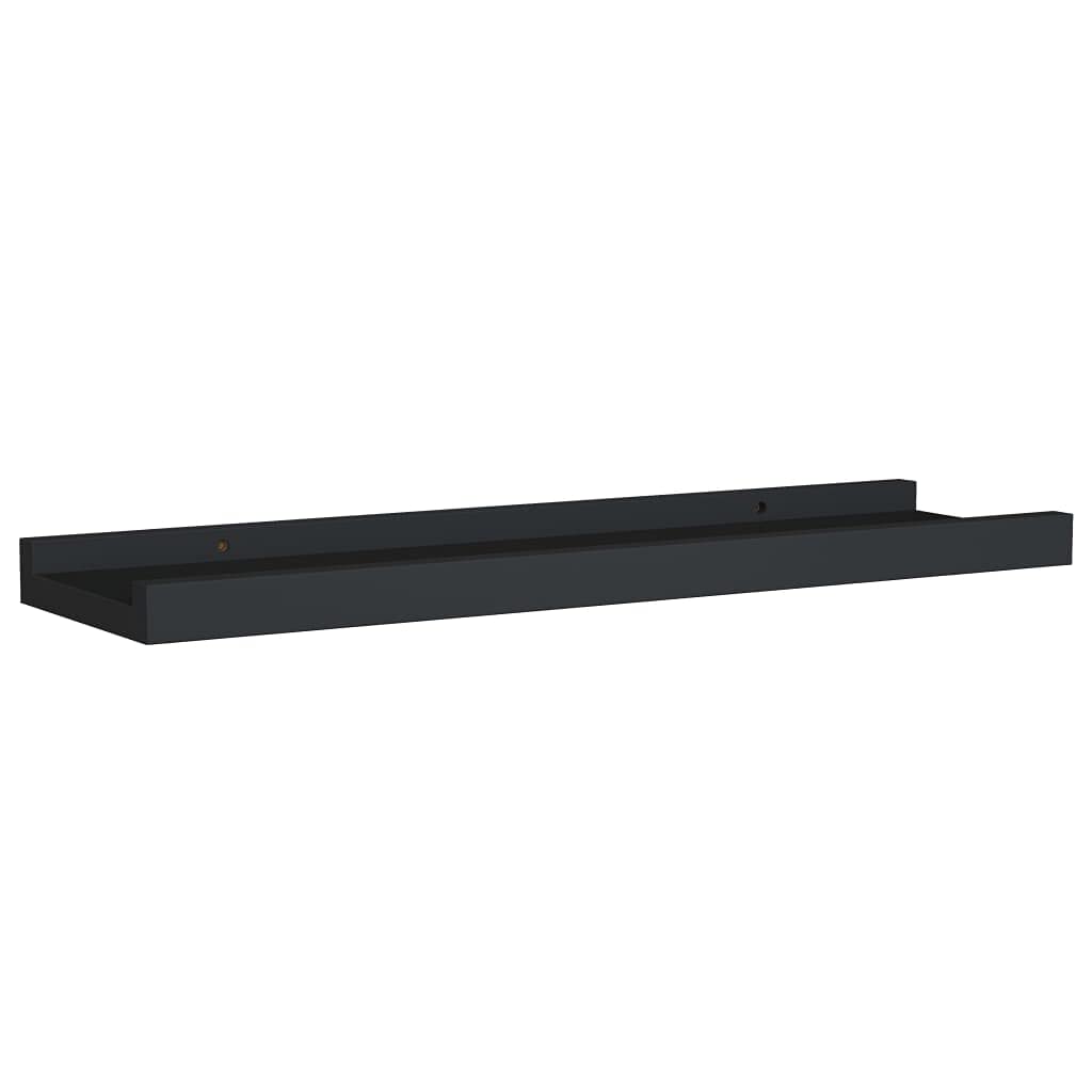 Mensole da Parete 2 Pezzi per Quadri e Cornici, Design a U in MDF Laccato Nero, Supporto Anticaduta per Decorazioni, 40 x 9 x 3 cm