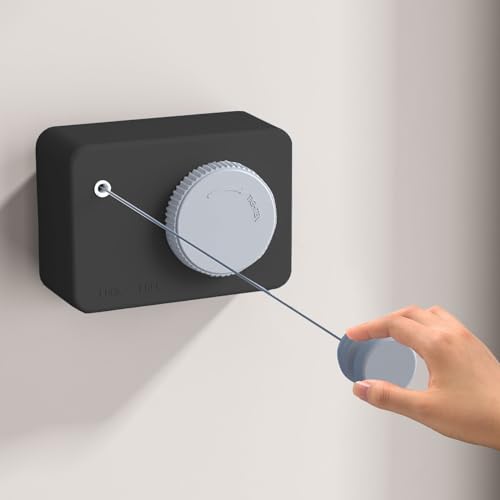 Retractable Washing Lines - 4.2m Indoor Outdoor Clothes Line Retracting Heavy Duty Clothes Drying Laundry Line,Wall-Mounted Portable Easy Installation Stainless Steel Line Rope,Black