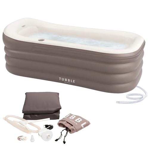 Tubble® Royale Badewanne Aufblasbar Ambiant Taupe 255 Liter - Faltbare Badewanne für Erwachsene bis 170 cm, Aufbau in 1min, Für Indoor und Outdoor, Home Spa & Eisbad
