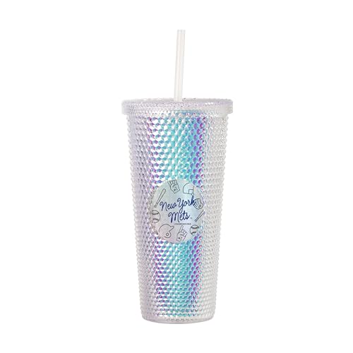 Image of Logo Brands MLB Playmaker Iridescent Studded Tumbler 24oz Travel Tumbler (New York Mets)