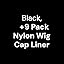 Black, with 9 Nylon Wig Caps