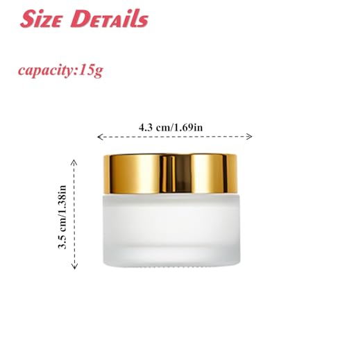 4Packs 0.5Oz Round Frosted Glass Jars Refillable Lip Balm Glass Jars Empty Comestic Sample Containers with Inner Lids and Caps For Comestics Lotions Powders2