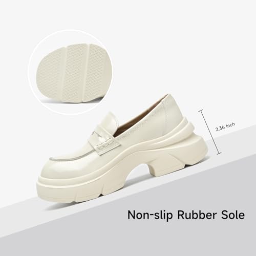 Image of BEAU TODAY Womens Platform Loafers, Leather Penny Loafer Shoes