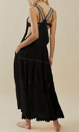 Image of Women Bib Overall Dress Jumper Babydoll Pinafore Dress Embroidered Lace Maternity Straps Suspender Dress