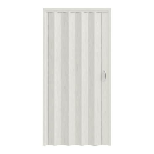 ESTO Porta a Soffietto da Interno 84 x 215 cm Misura, Economy, Premium, Deluxe quality, Porta Scorrevole 10 Colori diversi Bianco, Noce, Legno Scuro e Chiaro (Premium, Bianco Venato)