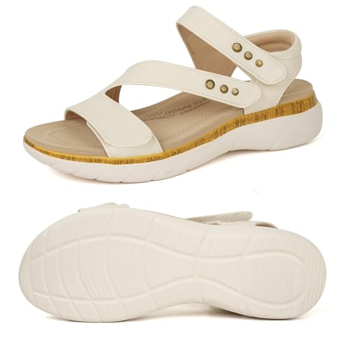 ORTOREX Women’s Arch Support Cushioned Sandals (8, Beige)