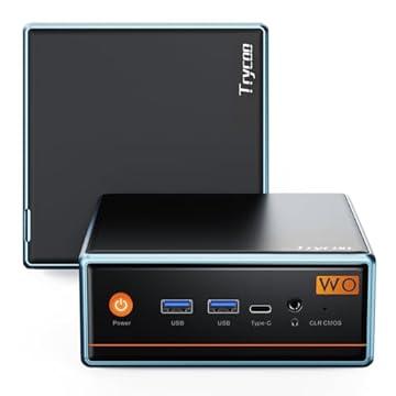 Trycoo Mini PC WO4, AMD Ryzen 7 5700U (8C/16T, até 4,34GHz), Mini computador com 16GB DDR4 RAM/512GB M.2 2280 SSD, Micro PC 4K @60Hz, WiFi6/BT5.2/USB3.2/Home/Office/Game