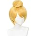 Short Blonde Wig with Bangs & Bun Women's Blonde Costume Wigs Synthetic Hair for Halloween Party Daily