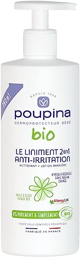 POUPINA - Orgánico certificado 2 en 1 Baby Liniment - Receta de aceite y cal - Limpiador + loción de barrera - Ingredientes 100% naturales - Vegano - Fabricado en Francia - 750 ml