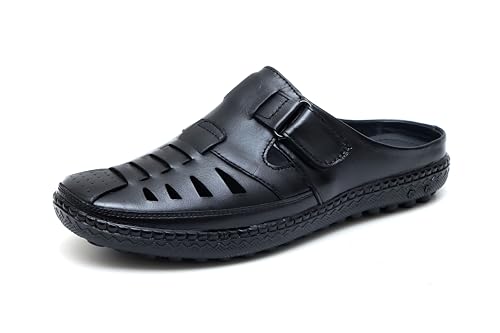 Image of ARAMISH Back Open Genuine Leather Fisherman Sandals for Men