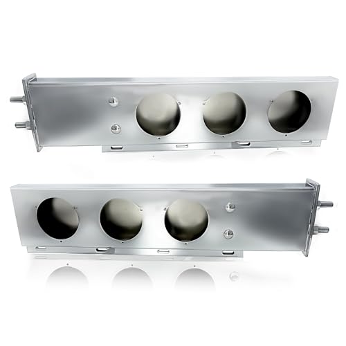Image of TORQUE Mud Flap Hanger for Semi Trucks 2-1 /2 inch Bolt Spacing 30 inch Chrome, 4 inch Light Cutouts, Lights NOT Included, Spring Loaded, Straight, Right Left Included (TRMFH308)