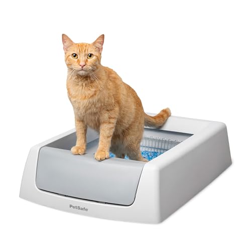 PetSafe ScoopFree Crystal Classic Self-Cleaning Litter Box System Automatic Cat Litter Box - Advanced Odor Control Includes Disposable Crystal Litter Tray Up to 30 Days of Hands-Free Cleaning