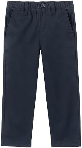 Nautica Boys School Uniform Twill Khaki Pants, Flat Front & Elasticized Waistband, Zipper Closure With Faux Button