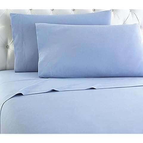 Empire Home Fashi Flannel Flat Sheet 100% Cotton for Supreme Comfort (Full, Blue) Cover