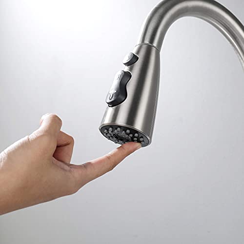 Amazing Force 3 Modes Kitchen Sink Faucet Single Handle Kitchen Faucet With Pull Down Sprayer Stainless Steel Faucet For Kitchen Sink Kitchen Faucets For Home Kitchen, Rv, 1.8 Gpm (Brushed Nickel) #TOP5